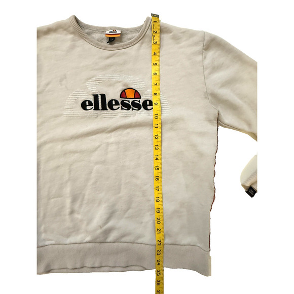 Ellesse Sweatshirt Mens Medium Gray Crewneck Embroidered Logo Tape Side Stripe - Picture 7 of 9